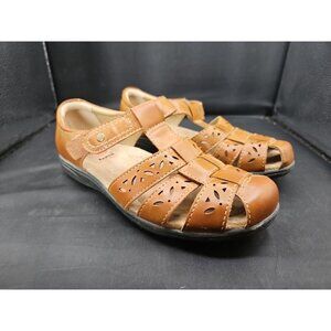 Earth Spirit Gelron Brown T-Strap Fisherman Sandals Women Size 6.5